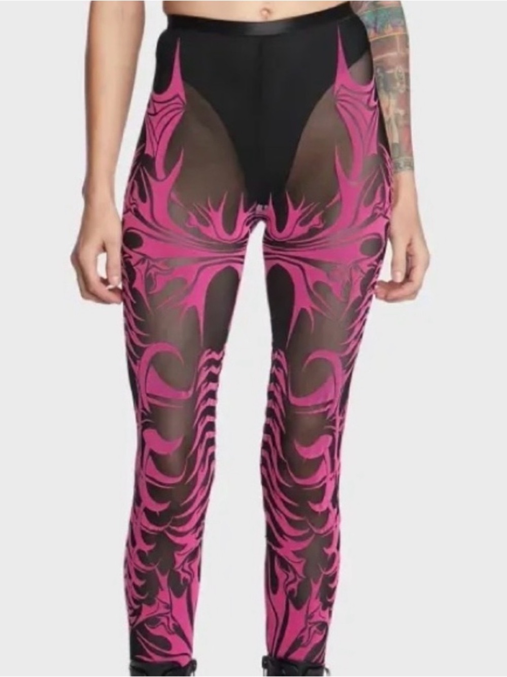 ‼️NWT‼️Dolls Kill X Widow Candy I’ll Fated Mesh Leggings Pink Black Medium